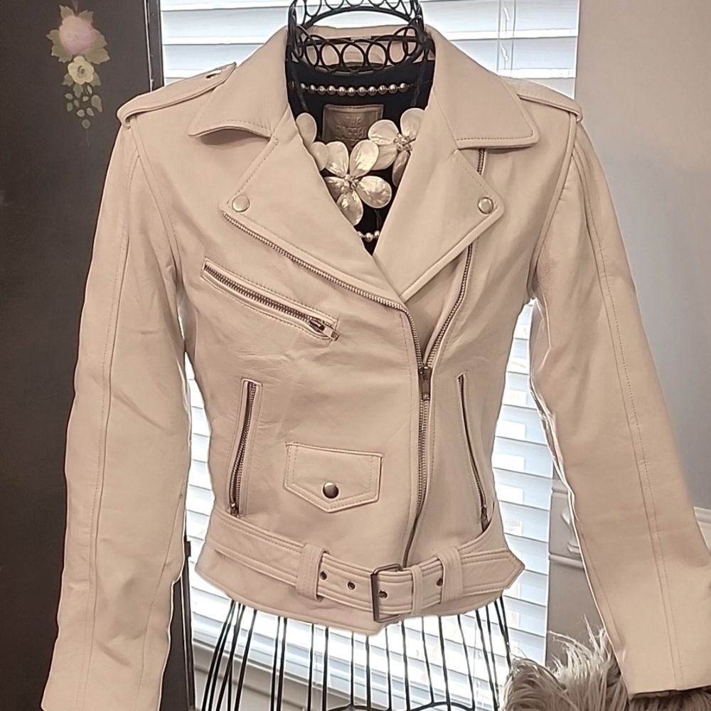100% real leather biker jacket